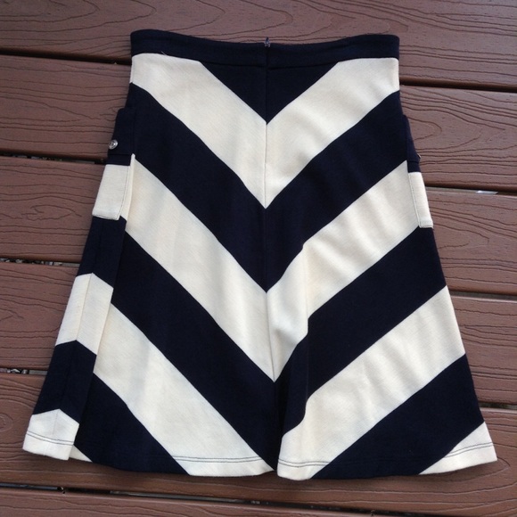 ABAETE navy ivory nautical striped wool skirt S M - Picture 3 of 7